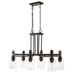 Home Decorators Knollwood 6-Light Bronze Chandelier w/ Vintage Brass Accents - Picture 1 of 8