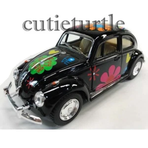 Kinsmart 1967 Volkswagen Beetle with Flower Print 1:32 Diecast KT5057DF Black - Picture 1 of 1