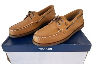 Sperry Top-Sider A/O Authentic Original Sahara Leather Low Boat Shoes - Size 8 M - Picture 1 of 14