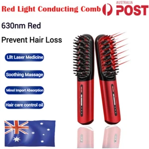 Electric Massage Comb Vibration LED Light Therapy Comb Hair Massage Scalp Brush - Picture 1 of 13