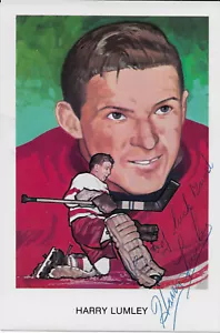 Harry Lumley signierte 1983 Hockey Hall of Fame Cartophilium Postkarte - Bild 1 von 1