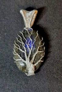 Large Labradorite Tree Of Life Wire-Wrapped Silver Gemstone Pendant 0447 - Picture 1 of 7