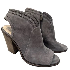 Vince Camuto Women’s Koral Bootie Size 10M Gray Suede Open Toe Block Heel Zip Up - Picture 1 of 8
