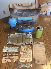 Early Coleman Lamp Stove Blue Enamel Gas Sad Iron Kitchen Tool Instant Lite 4A