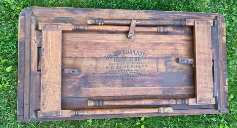 ANTIQUE "SIMPLICITY" FOLDING SEWING MEASURING TABLE 42"x21.5” Vintage Decor Cover
