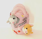 Cat House Plush Stuffed Animals Pink Four Openings Three Kittens Kleeger