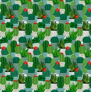 Free Spirit Cori Dantini Garden Girl Potted Cacti Green Cotton Fabric By Yd - Picture 1 of 1