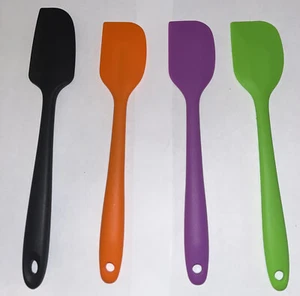 Set Of Four Assorted Bright Colored Nonstick Silicon Mini Spatulas Scrapers - Picture 1 of 4