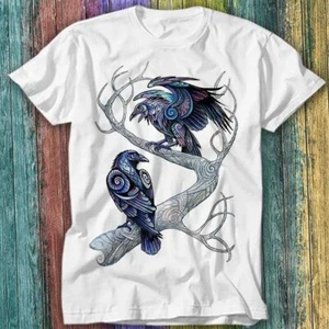 Hugin And Munin Ravens Norse Mythology Viking God Odin Raven T Shirt Top Tee 470 - Picture 1 of 2