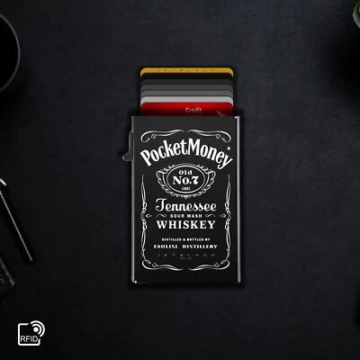Porta Carte di credito Slim Rfid Portafoglio Uomo Mini piccolo antifrode Whiskey - Immagine 1 di 4