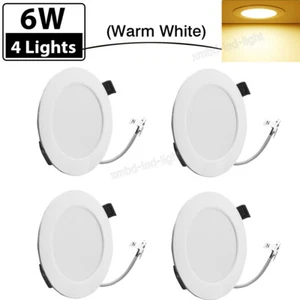 4Pack 6W LED Ceiling Lights Ultra-Thin Recessed Retrofits Kit 3000K Warm White - Picture 1 of 11