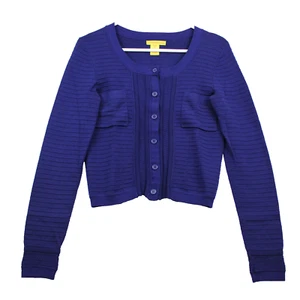 Catherine Malandrino Rippstrick Cardigan Damen Gr. P gestreift dunkelblau - Bild 1 von 8