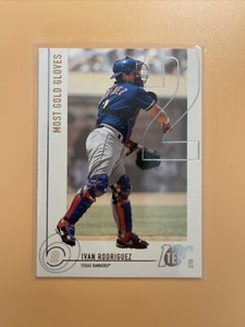 2002 Topps Ten #184 Ivan Rodriguez  Texas Rangers Most Gold Gloves Baseball Card