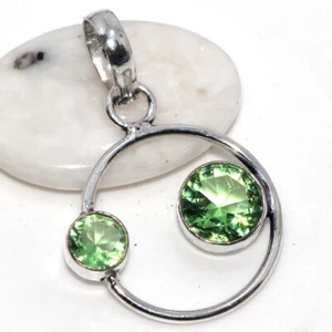 Peridot 925 Silver Plated Gemstone Pendant 1.5" Aesthetic Jewellery AU h012 - Picture 1 of 3