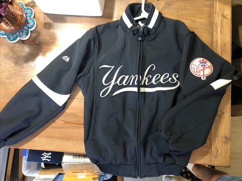 New York Yankees Majestic Therma Base Dugout Jacket Navy Men’s Small Jeter Era Cover