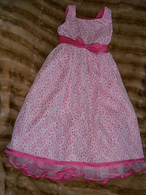 GIRL'S SZ 6X  PINK, WHITE  LACE DRESS SPECIAL OCCASION OUTFIT GIRL DRESSY   - Image 1 of 4