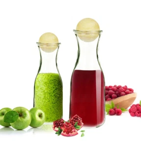 Carafe en Verre Avec Bouchons de Bois Carafe A Vin Carafe à Eau Décanteur Glas - Bild 1 von 16