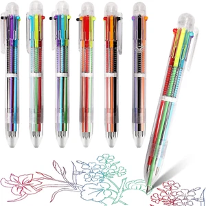 6 Pack Ballpoint Pen, 6-In-1 Multicolor Retractable Ballpoint Pens, 0.5Mm Colorf - Picture 1 of 12