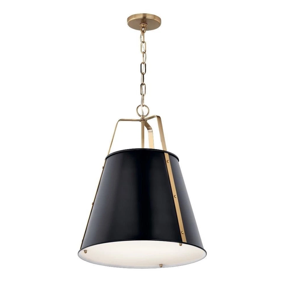 Kichler Etcher 2 Light Cone Pendant, Black Champagne Bronze  52711BK - Image 1 of 4
