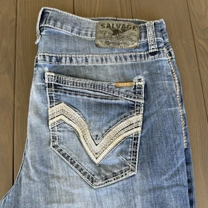 Salvage Supply Co Anarchy Straight Jeans Mens 38x32 Blue Stretch Premium Denim - Picture 1 of 17