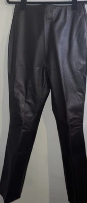 Pantalones de cuero Y2K marrón espresso corte bota cremallera lateral espejo talla 4 XS P? DE COLECCIÓN AÑOS 2000 Foto 1 de 4