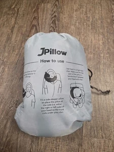 J-Pillow Reisekissen Auto Reisen Flugzeuge grau Plüsch weich in Aufbewahrungstasche NEU - Bild 1 von 10