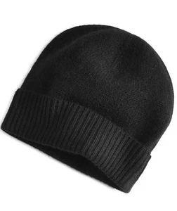 Charter Club Cashmere Cuffed Beanie Black ONE SIZE - Picture 1 of 3