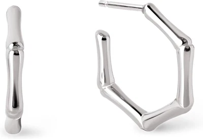 - Orecchini Cerchio Mini Bamboo. Acciaio Placcato Oro 18Kt. Chiusura in Silicone - Immagine 1 di 4