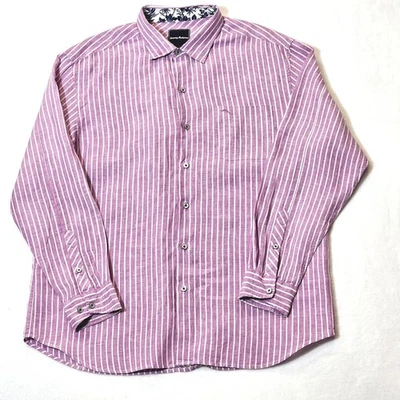 Tommy Bahama Mens 100% Linen Shirt Size XL Long Sleeves Purple Striped Relaxed - Image 1 of 4