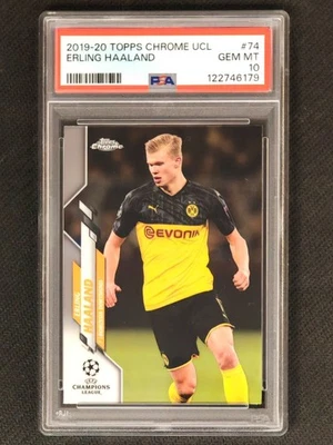 2019-20 Topps Chrome UCL UEFA Erling Haaland Rookie RC #74 PSA 10 GEM MINT!! - Image 1 of 2