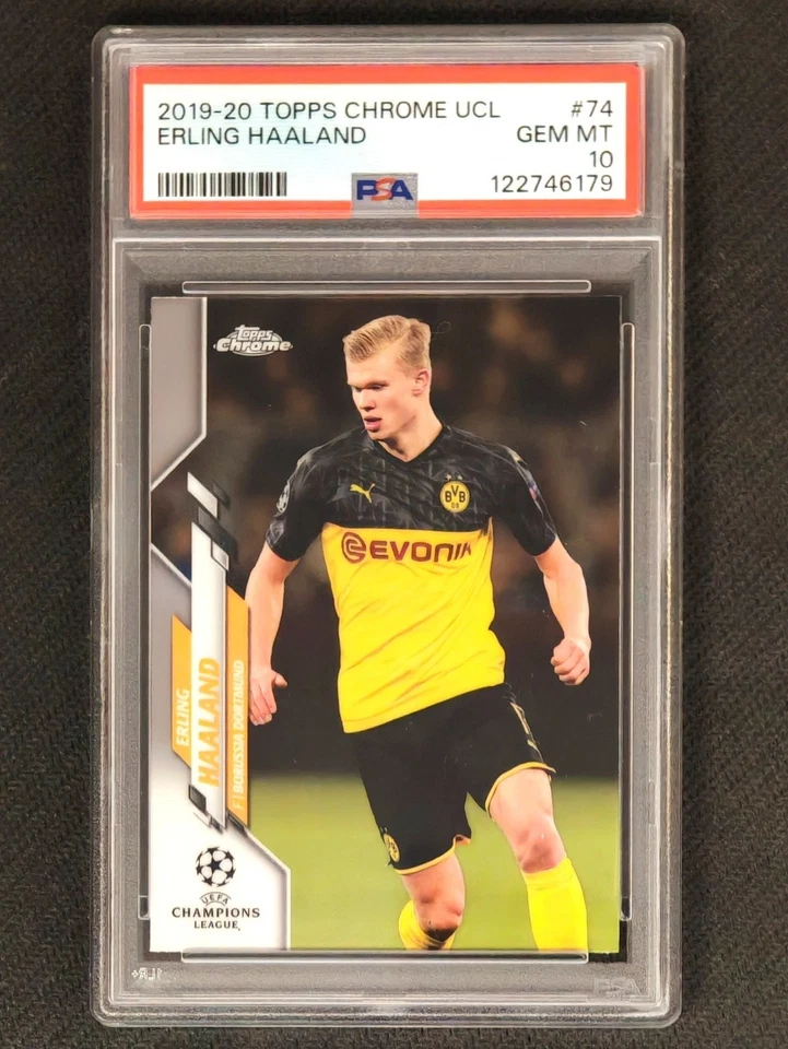 2019-20 Topps Chrome UCL UEFA Erling Haaland Rookie RC #74 PSA 10 GEM MINT!! - Image 1 of 2