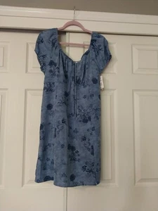 Pink Republic Junior Women's Blue Floral Summer Peasant Dress Size XL - Picture 1 of 5