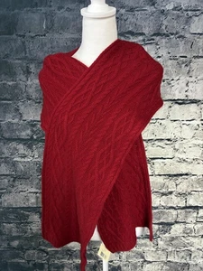 Lord & Taylor Scarf Wrap Womens One Size Red Cable Knit Cashmere Shawl 490057 - Picture 1 of 9