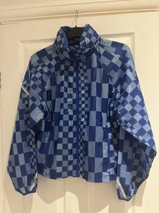 Sweaty Betty Jacket Women's Size Large Pack Away Blue Checkered Cycling Zip NEW - Picture 1 of 21