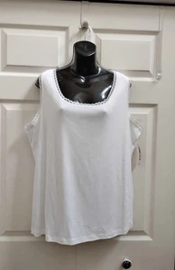Camiseta sin mangas blanca con ribete de encaje sin mangas JM Collection para mujer 2X nueva con etiquetas - Imagen 1 de 7