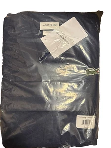 Lacoste Classic Pique Bath Robe Black Iris One Size Soft Cotton Unisex NEW - Picture 1 of 2