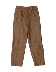 RAINBOW Womens Straight Leather Trousers IT 46 Large W32 L27 Brown CN75 - Picture 1 of 3