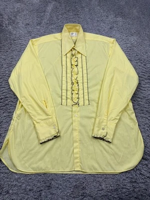 Camisa Esmoquin De Colección After Six Hombres 17.5-35 Amarillo Volantes Puño Francés Abotonada Años 70 Foto 1 de 4