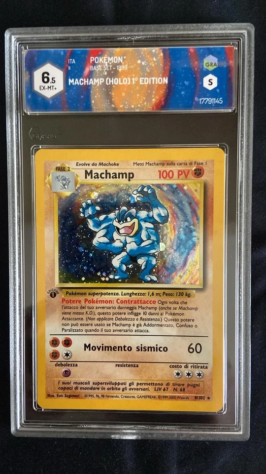 Pokémon - Machamp 8/102 Set Base Holo 1 Prima Edizione Italiano GRAAD 6.5 (psa) - Immagine 1 di 1