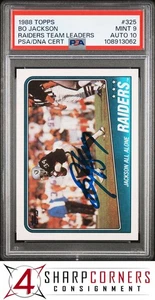 1988 Topps #325 Bo Jackson Raiders Team Leader PSA 9 DNA AUTO 10 - Bild 1 von 2