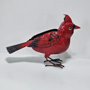 Kleine rustikale Winter Urlaub Kardinal Metall Blech Singvogel Haus Garten Hof Figur - Bild 1 von 8
