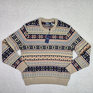 $ 398 Polo Ralph Lauren Fair Isle Wolle Alpaka Leinen Baumwolle Pullover Herren Large - Bild 1 von 7