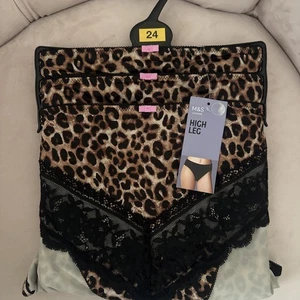 M&S 3 pack animal print lace trim High Leg Knickers Size 24 Bnwt Marks & Spencer - Picture 1 of 6