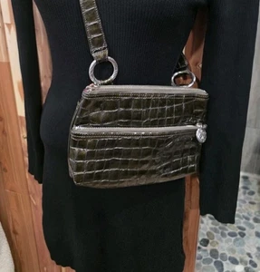 Brighton Twister Pewter Zip Pouch Crossbody Purse - Picture 1 of 7