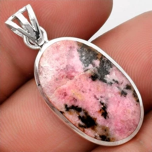 Natural Rhodonite 925 Sterling Silver Pendant Jewelry P-1002 - Picture 1 of 5