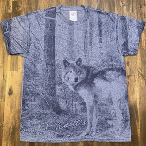 (L) KNOTT’S BERRY FARM Youth Shirt All Over Print AOP Wolf Kids Tee Full Print - Picture 1 of 11