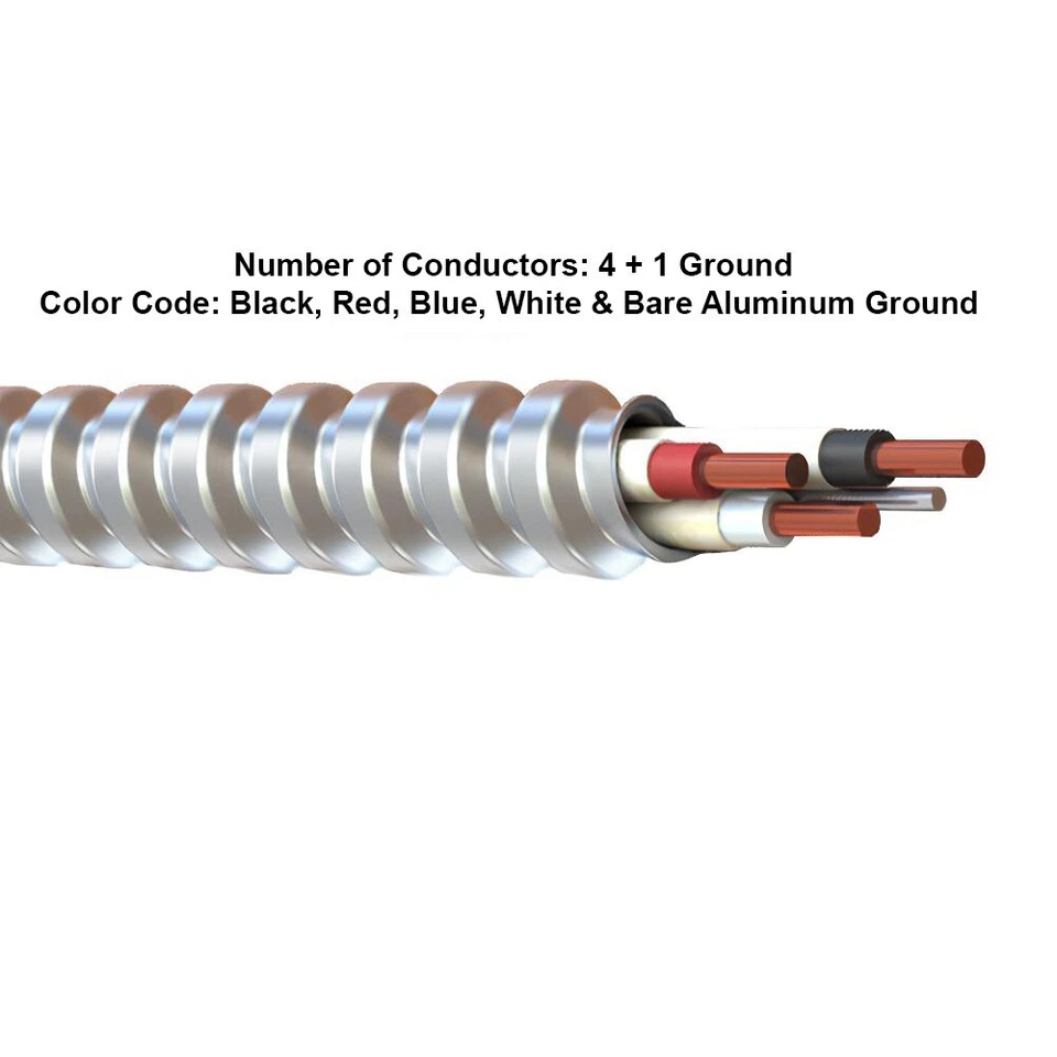 250' 12/4 Solid Copper Type AC Interlocked Aluminum Armor Cable AC-Lite 600V - Image 1 of 1