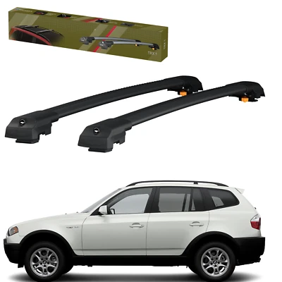 Roof Rack Cross Bars Luggage Carrier Black Set for BMW X3 2003-2010 - Image 1 of 4