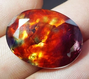 Ópalo ovalado de amolita natural de 23,05 quilates - como doblete orgánico raro piedra preciosa suelta - Imagen 1 de 5