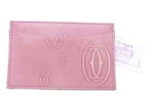 Auth Cartier Happy Birthday Card Case Card Holder Pink Patent Leather - e50678g